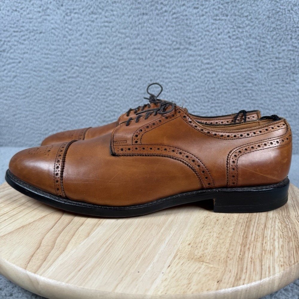 Allen Edmonds Sanford Mens Size 11.5 EEE Oxford Cap Toe Bourbon Brogue Leather - Picture 4 of 13